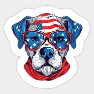 Patriotic Dog, 4th of July Design Sticker